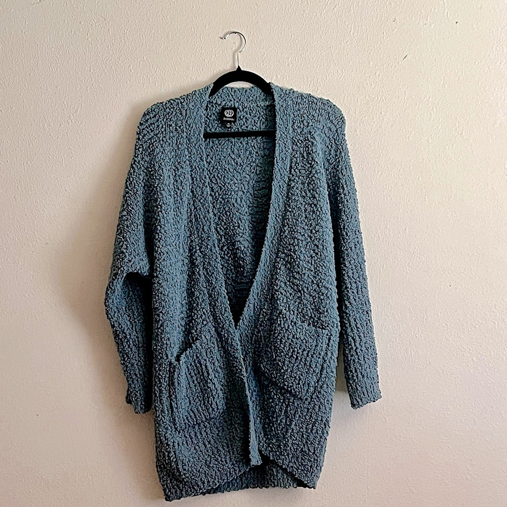 Bobeau Textured Blue Women's Cardigan